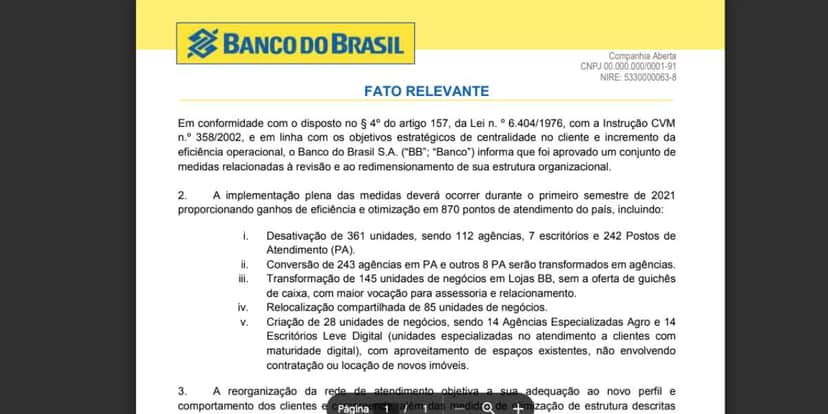 Nota do Banco do Brasil (Foto: Reprodução / UOL) Nota do Banco do Brasil (Foto: Reprodução / UOL)