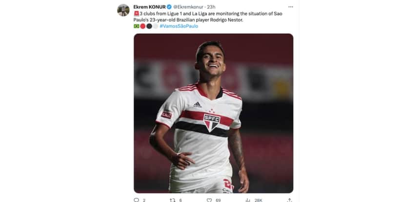 Notícia sobre jogador (Foto: Reprodução / Twitter) Notícia sobre jogador (Foto: Reprodução / Twitter)
