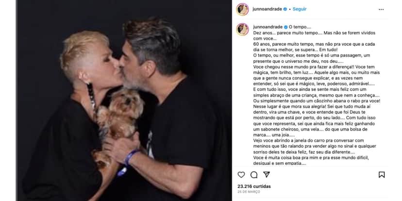 Xuxa e Junno Andrade (Foto: Reprodução / Instagram) Xuxa e Junno Andrade (Foto: Reprodução / Instagram)