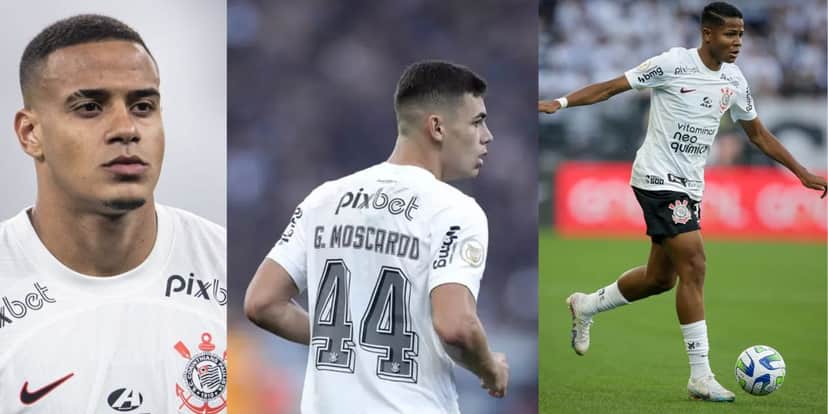 Murillo, Moscrado e Weslwy, todos da base do Corinthians - (Montagem Tv Foco) Murillo, Moscrado e Weslwy, todos da base do Corinthians - (Montagem Tv Foco)