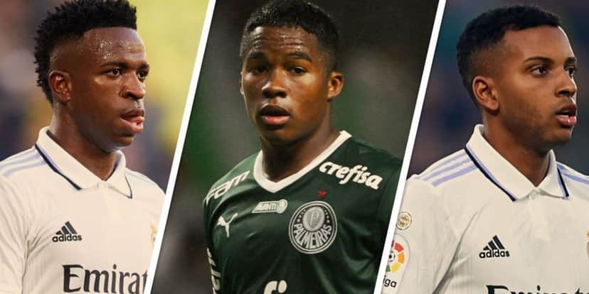 Vini Jr, Endrick e Rodrygo, brasilerios do Real Madrid - (Foto: Montagem ESPN) 