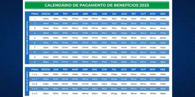 Calendário do INSS para este ano de 2023 (Reprodução: Internet) Calendário do INSS para este ano de 2023 (Reprodução: Internet)