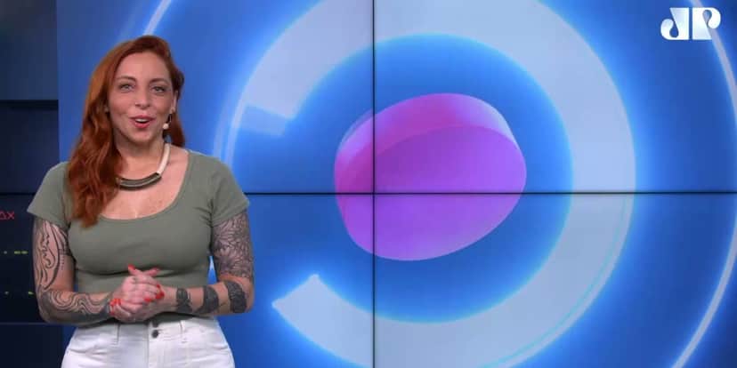 Kamila Pavão apresentava o "Drops" (Foto: Reprodução/Jovem Pan News) Kamila Pavão apresentava o "Drops" (Foto: Reprodução/Jovem Pan News)