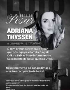Nota de falecimento publicada nas redes sociais (Foto: Reprodução / Instagram) Nota de falecimento publicada nas redes sociais (Foto: Reprodução / Instagram)