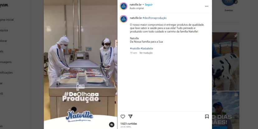 Comunicado da marca de leite Natville nas redes sociais (Foto: Reprodução/Instagram) Comunicado da marca de leite Natville nas redes sociais (Foto: Reprodução/Instagram)
