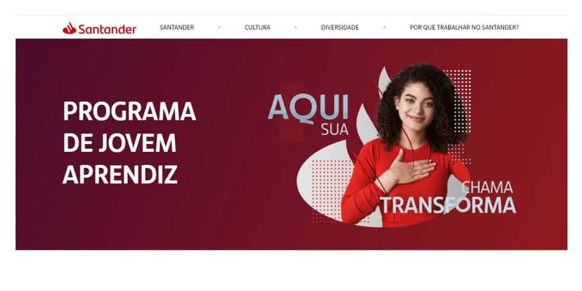 Página do Jovem Aprendiz Santander (Foto: Reprodução / Internet) Página do Jovem Aprendiz Santander (Foto: Reprodução / Internet)