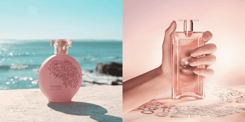 Floratta Lover Flower e Idôle Lancôme (Reprodução/Montagem TV Foco) Floratta Lover Flower e Idôle Lancôme (Reprodução/Montagem TV Foco)