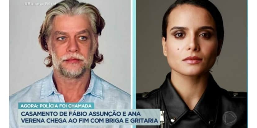 Fábio Assunção e Ana Verena (Foto: Reprodução / Balanço Geral da Record) Fábio Assunção e Ana Verena (Foto: Reprodução / Balanço Geral da Record)