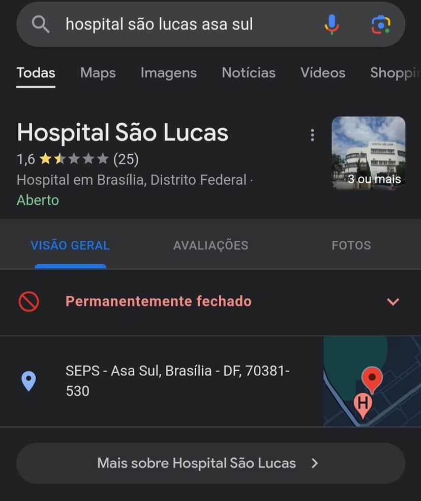 Hospital São Lucas fechado - Foto Reprodução Internet