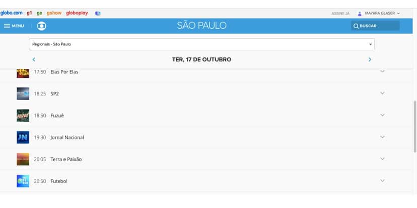 Programação Globo (Foto: Reprodução / site oficial) Programação Globo (Foto: Reprodução / site oficial)