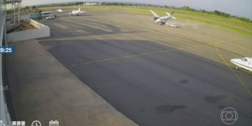 "Bom Dia Brasil" mostrou detalhes do acidente de avião que matou piloto e funcionário de aeroporto (Foto: Reprodução/TV Globo) "Bom Dia Brasil" mostrou detalhes do acidente de avião que matou piloto e funcionário de aeroporto (Foto: Reprodução/TV Globo)
