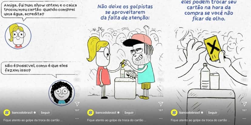 Alerta de golpes de cartão de crédito do Banco do Brasil (Foto: Reprodução/Instagram) Alerta de golpes de cartão de crédito do Banco do Brasil (Foto: Reprodução/Instagram)