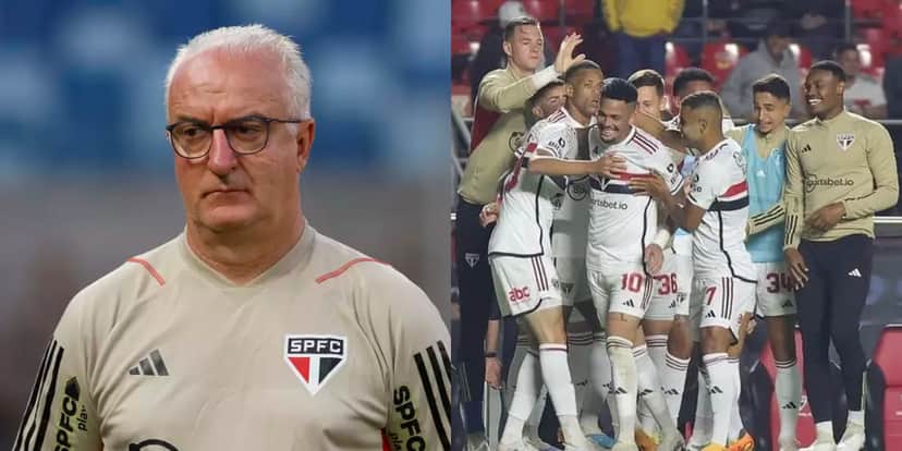 Dorival e o elenco do São Paulo - (Foto: Reprodução / Internet) Dorival e o elenco do São Paulo - (Foto: Reprodução / Internet)