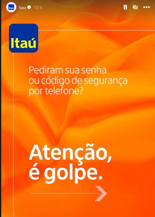 Comunicado do Banco Itaú (Foto: Reprodução / Instagram) Comunicado do Banco Itaú (Foto: Reprodução / Instagram)