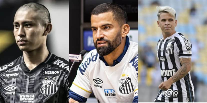 Miguelito, Tomás Rincón e Soteldo, jogadores do Santos - (Foto: Reprodução / Internet) Miguelito, Tomás Rincón e Soteldo, jogadores do Santos - (Foto: Reprodução / Internet)