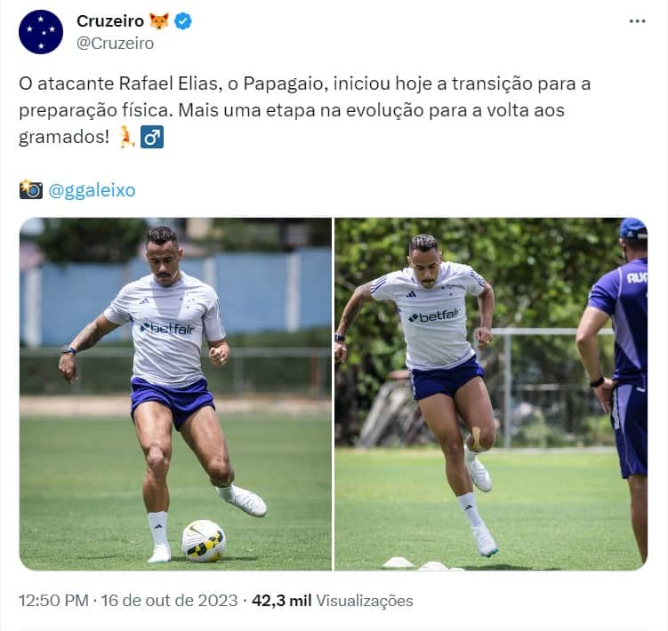 Rafael Elias está de volta ao Cruzeiro - (Foto: Reprodução / Twitter) Rafael Elias está de volta ao Cruzeiro - (Foto: Reprodução / Twitter)