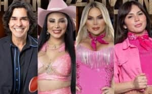 André Gonçalves, Jenny Miranda, Kally Fonseca e Nadja Pessoa estão na roça em A Fazenda 15 (Foto: Reprodução / Record TV) André Gonçalves, Jenny Miranda, Kally Fonseca e Nadja Pessoa estão na roça em A Fazenda 15 (Foto: Reprodução / Record TV)