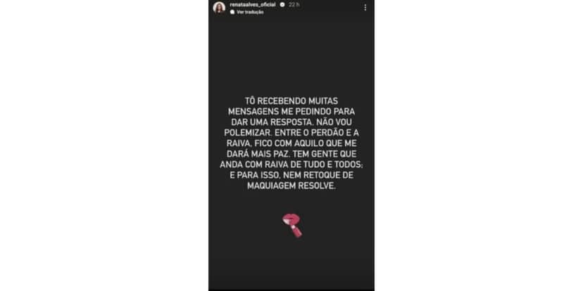 Renata Alves se pronunciou sobre Britto Jr (Foto: Reprodução/Instagram) Renata Alves se pronunciou sobre Britto Jr (Foto: Reprodução/Instagram)