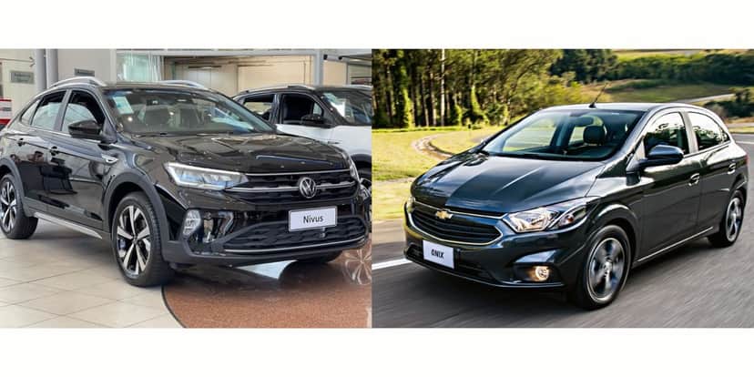 Volkswagen Nivus e Chevrolet Onix disputam liderança no mercado (Foto: Internet) Volkswagen Nivus e Chevrolet Onix disputam liderança no mercado (Foto: Internet)