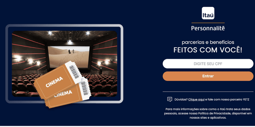 Itaú fornece ingressos de cinema (Reprodução/Internet) Itaú fornece ingressos de cinema (Reprodução/Internet)