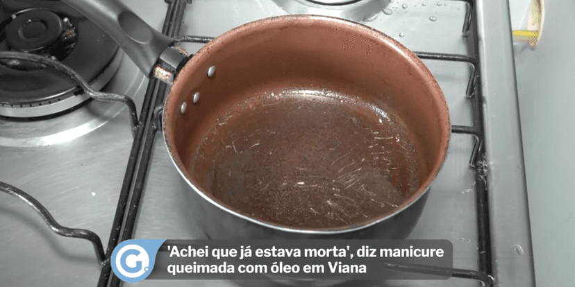 Homem joga óleo quente na companheira (Reprodução/Gazeta) Homem joga óleo quente na companheira (Reprodução/Gazeta)