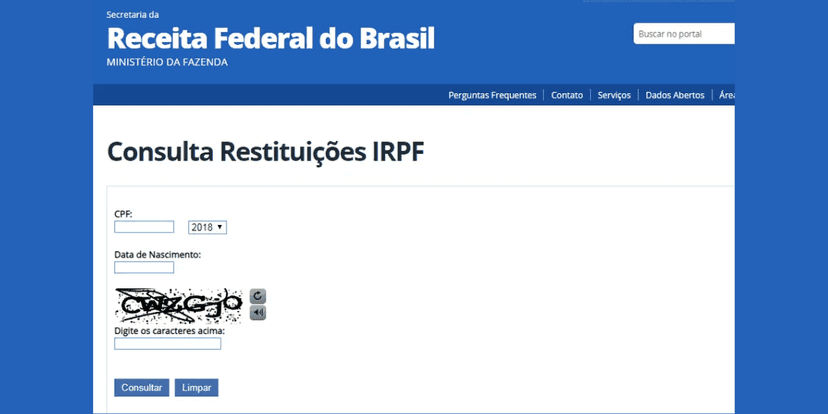 Portal de consulta da restituição (Reprodução/internet) Portal de consulta da restituição (Reprodução/internet)