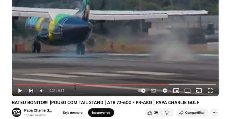 Avião da Azul (Foto: Reprodução / YouTube Papa Charlie Golf) Avião da Azul (Foto: Reprodução / YouTube Papa Charlie Golf)