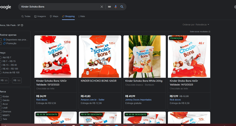 Chocolates da linha hoje são facilmente encontrados (Foto Reprodução/Google Shopping) Chocolates da linha hoje são facilmente encontrados (Foto Reprodução/Google Shopping)