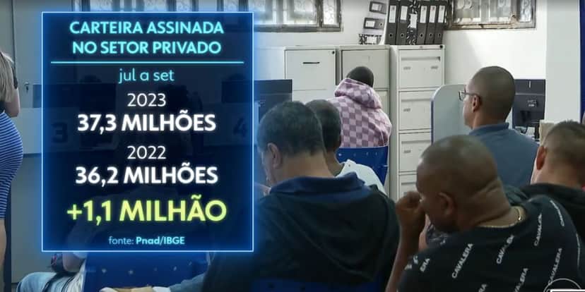 Carteira assinada no setor privado (Foto: Reprodução / Jornal Nacional da Globo) Carteira assinada no setor privado (Foto: Reprodução / Jornal Nacional da Globo)