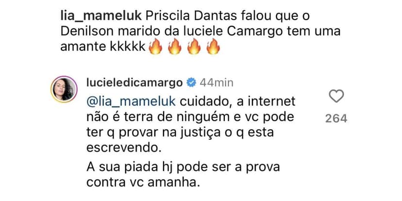 Comentário de internauta (Foto: Reprodução / Instagram) Comentário de internauta (Foto: Reprodução / Instagram)