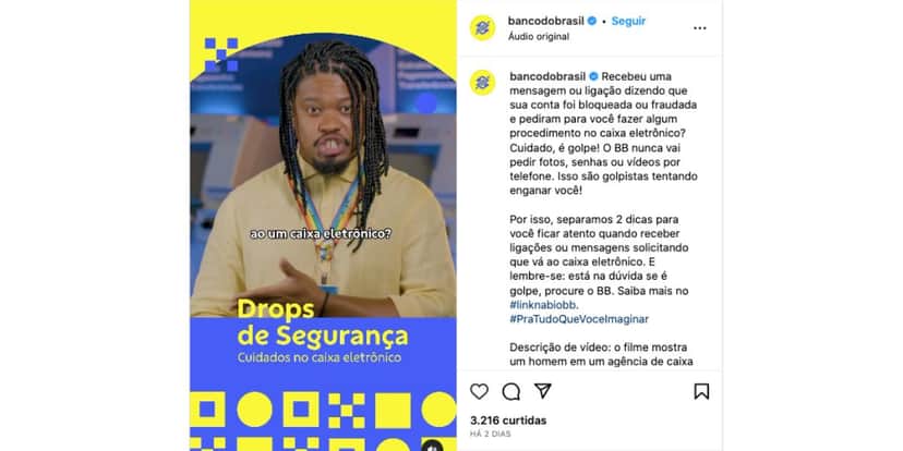 Comunicado do Banco do Brasil (Foto: Reprodução / Instagram) Comunicado do Banco do Brasil (Foto: Reprodução / Instagram)