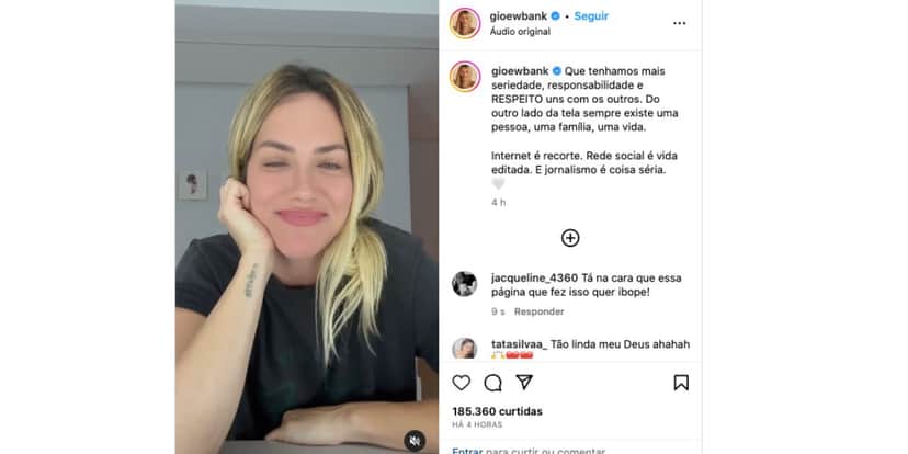 Comunicado Giovanna Ewbank (Foto: Reprodução / Instagram) Comunicado Giovanna Ewbank (Foto: Reprodução / Instagram)