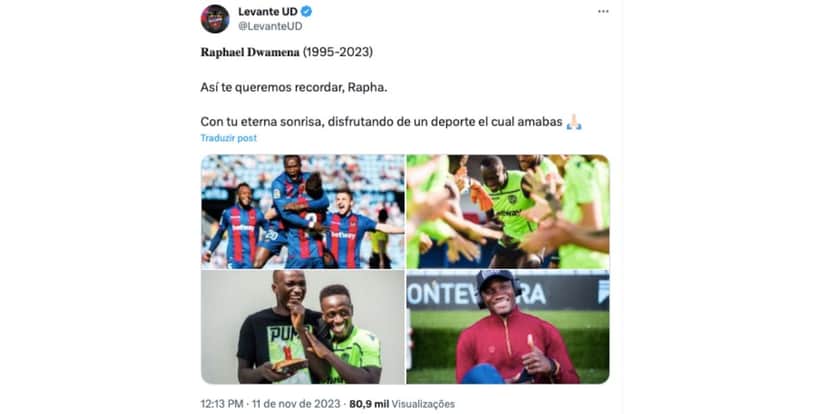 Comunicado sobre morte de jogador (Foto: Reprodução / Twitter) Comunicado sobre morte de jogador (Foto: Reprodução / Twitter)