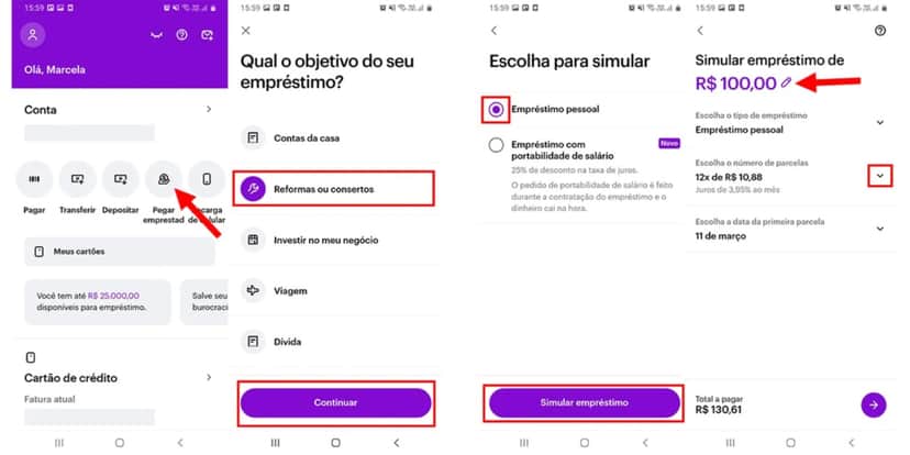 Passo a passo empréstimo Nubank - Foto: Internet Passo a passo empréstimo Nubank - Foto: Internet