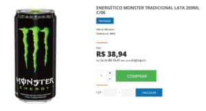 Monster Energy segue sendo comercializado (Foto: Reprodução / Internet) Monster Energy segue sendo comercializado (Foto: Reprodução / Internet)