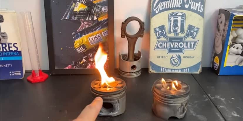 Diferença da chama na gasolina com e sem Dipirona (Foto: Reprodução/CAR UP Dicas Automotivas/YouTube) Diferença da chama na gasolina com e sem Dipirona (Foto: Reprodução/CAR UP Dicas Automotivas/YouTube)