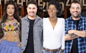 Jaquelline, Lucas Souza, Márcia Fu e Sander Mecca estão na oitava roça em A Fazenda 15 (Foto: Reprodução / Record TV) Jaquelline, Lucas Souza, Márcia Fu e Sander Mecca estão na oitava roça em A Fazenda 15 (Foto: Reprodução / Record TV)