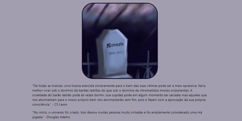 Assim está o aplicativo do Omegle a partir de hoje (Reprodução: Internet) Assim está o aplicativo do Omegle a partir de hoje (Reprodução: Internet)