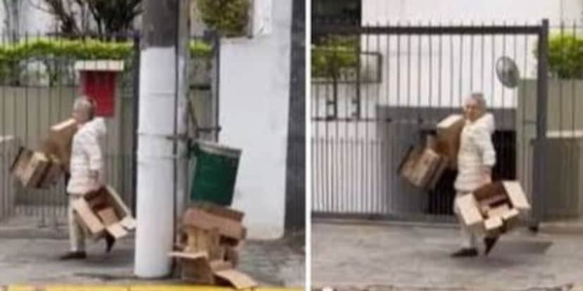 Regina Duarte catando papelão nas ruas de São Paulo (Foto: Reprodução/Internet) Regina Duarte catando papelão nas ruas de São Paulo (Foto: Reprodução/Internet)