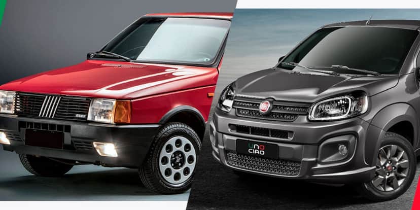 Uno antigo e novo; carro saiu de linha (Foto: Divulgação/Fiat) Uno antigo e novo; carro saiu de linha (Foto: Divulgação/Fiat)