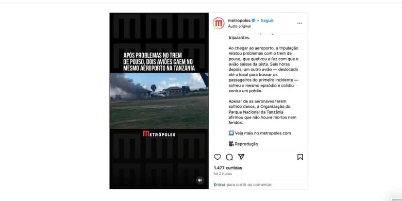 Vídeo de aviões (Foto: Reprodução / Instagram) Vídeo de aviões (Foto: Reprodução / Instagram)