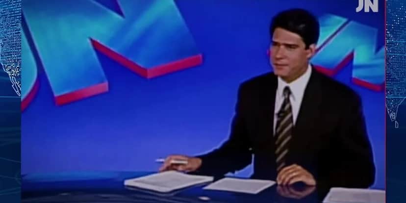 William Bonner no ano em que estreou no "Jornal Nacional", 1996 (Foto: Reprodução/TV Globo) William Bonner no ano em que estreou no "Jornal Nacional", 1996 (Foto: Reprodução/TV Globo)
