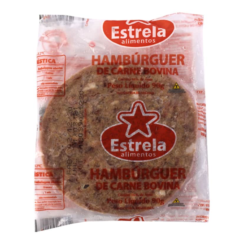 Hambúrger Congelado de Carne Bovina da marca Estrela Alimentos. Foto: Reprodução/Internet Hambúrger Congelado de Carne Bovina da marca Estrela Alimentos. Foto: Reprodução/Internet