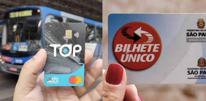 Cartão TOP e cartão do Bilhete único (Foto Reprodução/Montagem/Tv Foco) Cartão TOP e cartão do Bilhete único (Foto Reprodução/Montagem/Tv Foco)