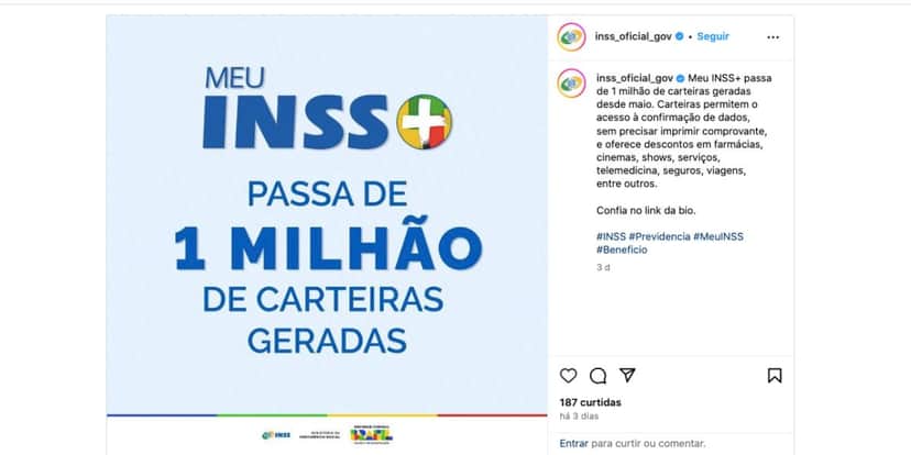 Anúncio INSS cartões (Foto: Reprodução / Instagram) Anúncio INSS cartões (Foto: Reprodução / Instagram)