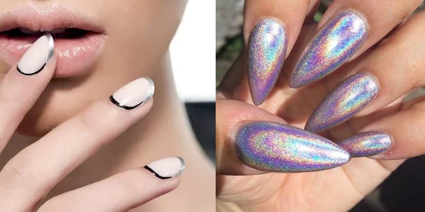 Unhas Francesinha with a twist e Holográfica (Foto: Reprodução - Colorama) Unhas Francesinha with a twist e Holográfica (Foto: Reprodução - Colorama)