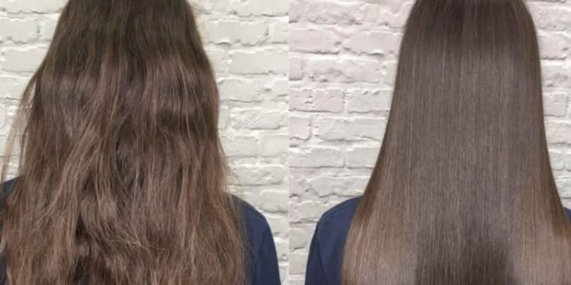 Antes e depois do cabelo liso (Reprodução/Internet) Antes e depois do cabelo liso (Reprodução/Internet)