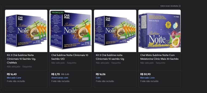 Produtos da ClinicMais da linha Noite Sublime sendo vendida normalmente (Foto Reprodução/GoogleShopping) Produtos da ClinicMais da linha Noite Sublime sendo vendida normalmente (Foto Reprodução/GoogleShopping)
