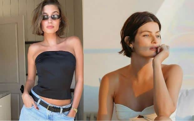 Hailey Bieber à Isabeli Fontana com o corte Blunt Bob (Foto Reprodução/Montagem/Instagram) Hailey Bieber à Isabeli Fontana com o corte Blunt Bob (Foto Reprodução/Montagem/Instagram)