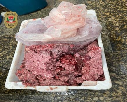 Carne estragada apreendida pela polícia civil após investigação da Vigilância Sanitária (Foto: Divulgação) Carne estragada apreendida pela polícia civil após investigação da Vigilância Sanitária (Foto: Divulgação)